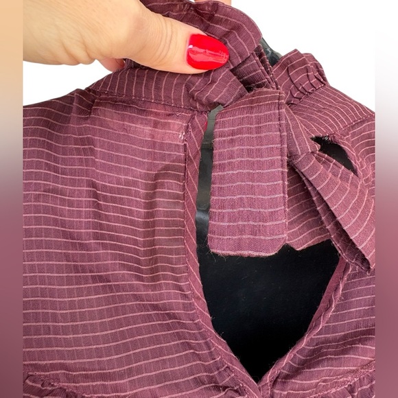 LOA women’s raffle long sleeve burgundy lightweight mini dress size 1 preloved - Picture 7 of 7